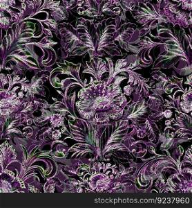 seamless traditional floral pattern on background. Baroque traditional flower pattern. Trendy color texture, royal fabric decor illustrations