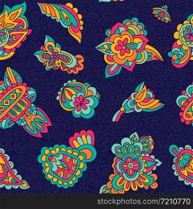 Seamless vector paisley pattern abstract colorful surface design. Seamless vector paisley pattern floral