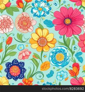  Seamless vintage floral pattern, AI Generated