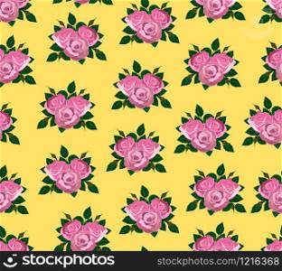 seamless wallpaper pink roses on a white background with leaves. seamless wallpaper pink roses with leaves