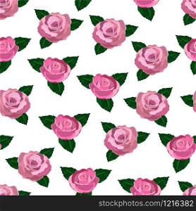 seamless wallpaper pink roses on a white background with leaves. seamless wallpaper pink roses