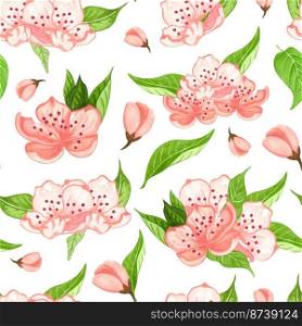Seamless watercolor floral pattern - pink flowers, green leaves. Perfect for wrappers, wallpapers, postcards, greeting cards, wedding invitations, romantic events.. Seamless watercolor floral pattern - pink flowers, green leaves. Perfect for wrappers, wallpapers, postcards, greeting cards, wedding invitations