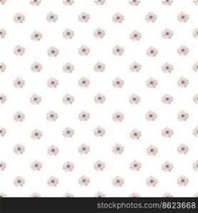 Seamless watercolor pattern with beige small anemone flower on a white background