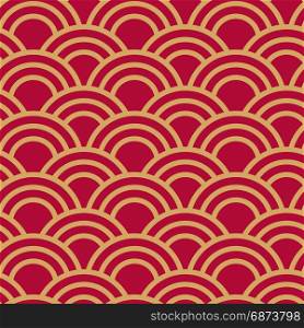 Seamless wave japanese pattern. Traditional japanese seamless wave pattern in red and gold. Good for textile, cover or package.