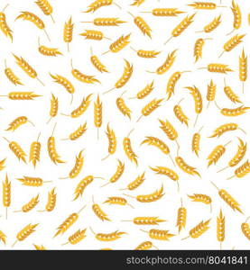 Seamless Wheat Pattern. Set of Ears Isolated on White Background. Seamless Wheat Pattern