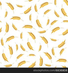 Seamless Wheat Pattern. Set of Ears Isolated. Seamless Wheat Pattern. Set of Ears Isolated on White Background