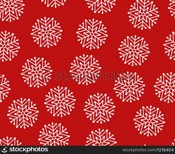 Seamless white christmas snowflakes on a red background. Seamless white christmas snowflakes