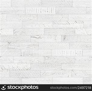 Seamless wooden planks texture. Vintage white painted and softly worn tileable white wood background flatlay top view.