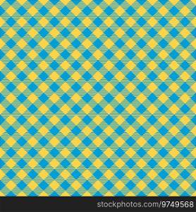 Seamless Yellow and Blue Checkered Plaid Fabric Pattern Texture