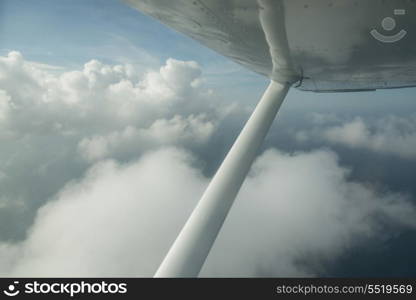 Seaplane flying in the sky, Bay Islands, Honduras