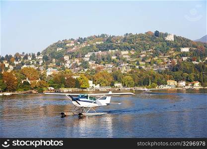 Seaplanes, horizontal frame, italian lake of Como, Italy, Europe