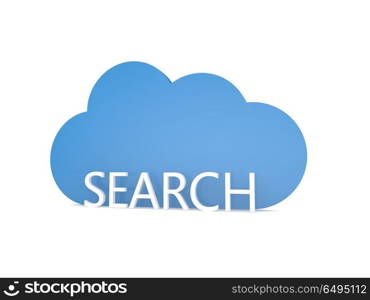 Search the internet and cloud symbol.. Search the internet and cloud symbol on a white background. 3d render illustration.