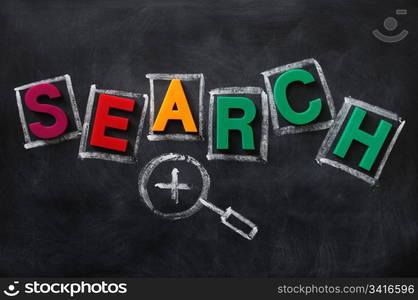 Search - word made of color letters on a blackboard