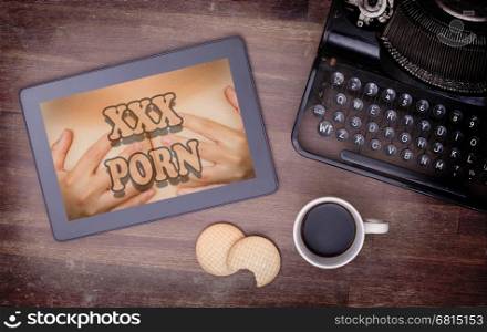 Searching online for porn on a tablet