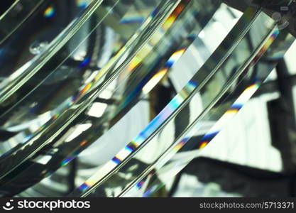 Searchlight beacon glass with rainbow spectrum close-up