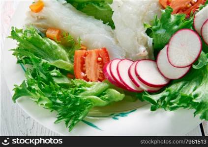 Seared cod salad - Northern Irish dish.
