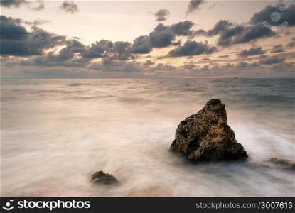 Seascape at sunset. Nature composition.