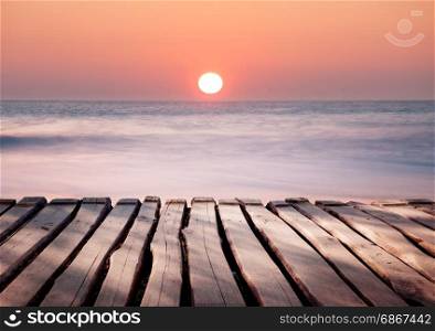 Seascape landscape of tropical ocean beach sunset in soft pastel colors
