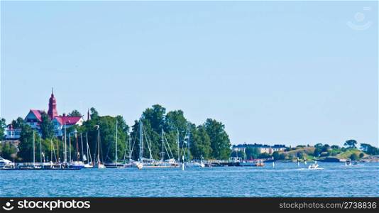 Seascape of Helsinki. small skerries belonging to Helsinki in the baltic sea