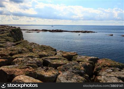 Seascape rock in water - Christiansoe island Bornholm in the Baltic Sea Denmark Scandinavia Europe