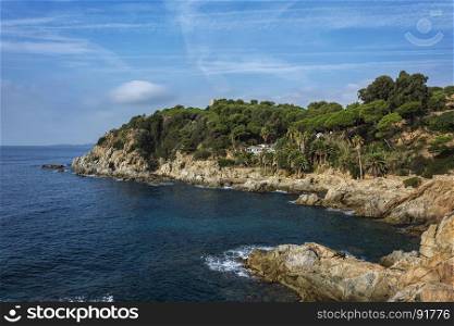 Seascape. The landscape of the coastline near the town of Lloret de Mar (Costa Darada, Spain)