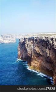 Seascape with cliffs of Cabo de S. Vicente, Algarve, Portugal