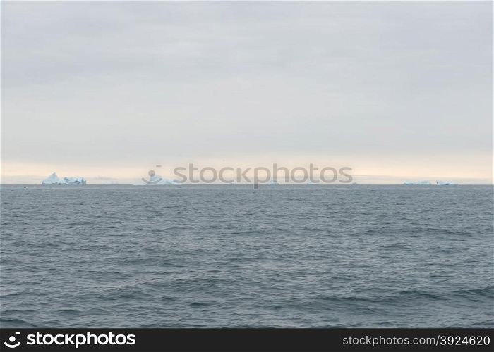 Seascape with icebergs. Seascape with icebergs around Disko Island on the ocean