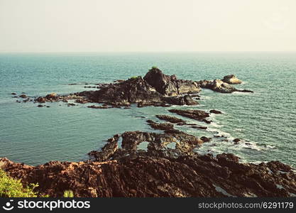 Seascape with reefs. India, Gokarna