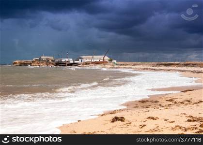 Seascape with stormy sky. West coast of Crimea.