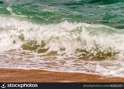 seascape with waves and sand beach scenery