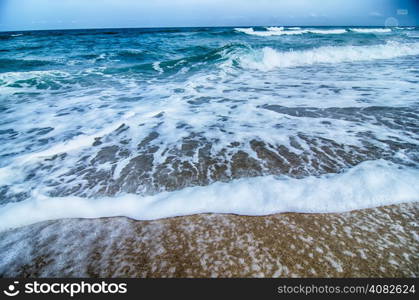 seascape with waves and sand beach scenery