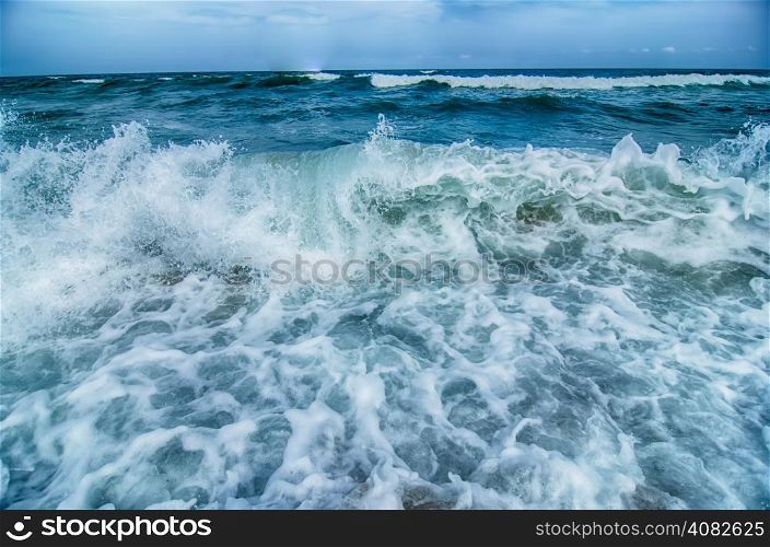 seascape with waves and sand beach scenery