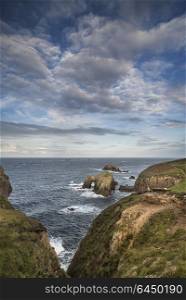 Seascapes. Landscape of Land&rsquo;s End in England during beautiful Summer sunrise