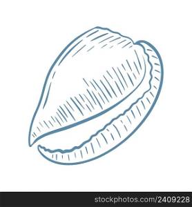Seashell hand drawn engraving vector illustration. Mollusk sketch isolated object. Ocean dweller. Seashell hand drawn engraving vector illustration