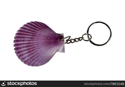 Seashell keychain. Isolated on white background