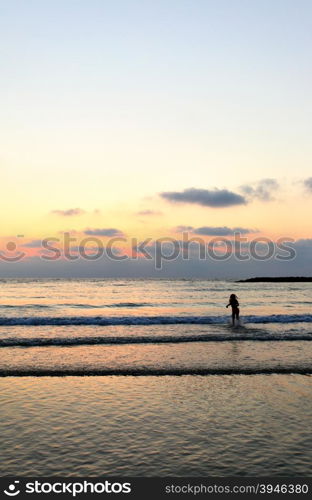 Seashore at sundown, may be used as background