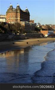 Seaside town of Scarborough on the North Yorkshire coast in northwest England.