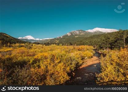 Season changing from autumn to winter. Rocky Mountains, Colorado, USA. 