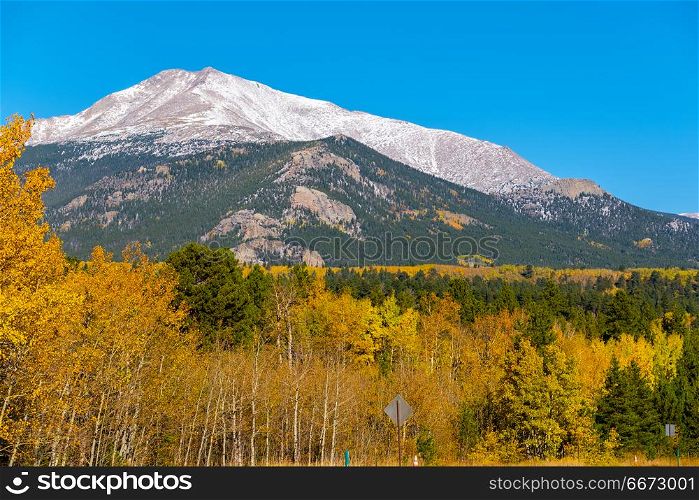 Season changing from autumn to winter. Season changing from autumn to winter. Rocky Mountains, Colorado, USA.