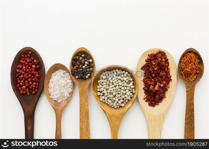 seasoning ingredients wooden spoons. Beautiful photo. seasoning ingredients wooden spoons