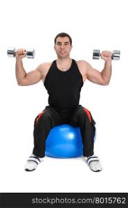 Seated Dumbbell Shoulder Press on Fitness Stability Ball, phase 2 of 2
