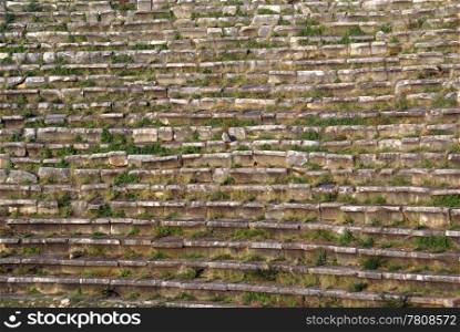 Seats and grass in stadium, Aphrodisias, Turkey