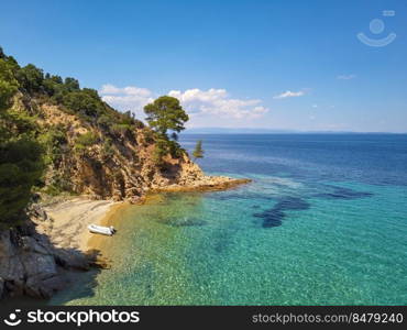 Secluded beautiful small beach in Grecce