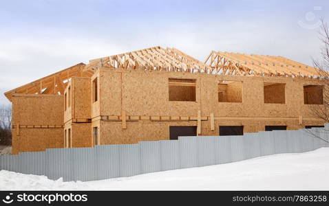 Second floor and roof of a new house during construction