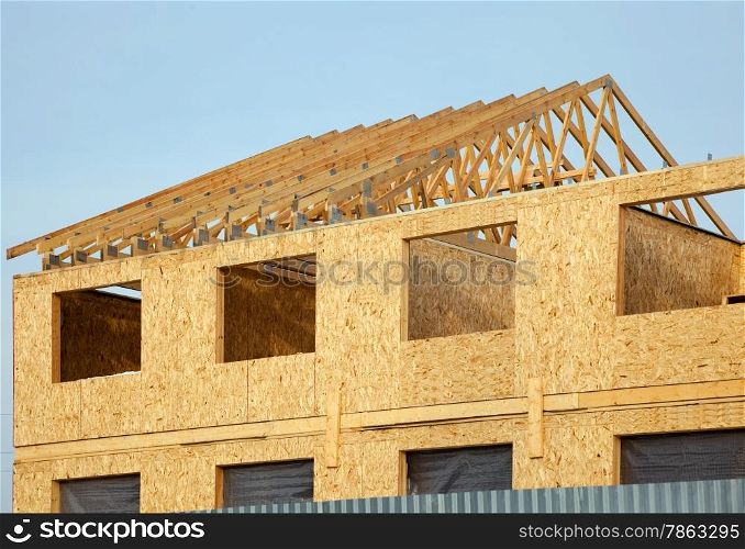 Second floor and roof of a new house during construction
