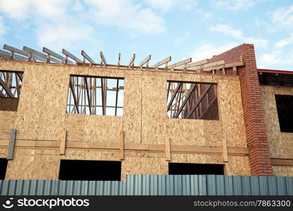 Second floor and roof of a new house during construction