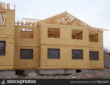 Second floor and roof of a new house during construction