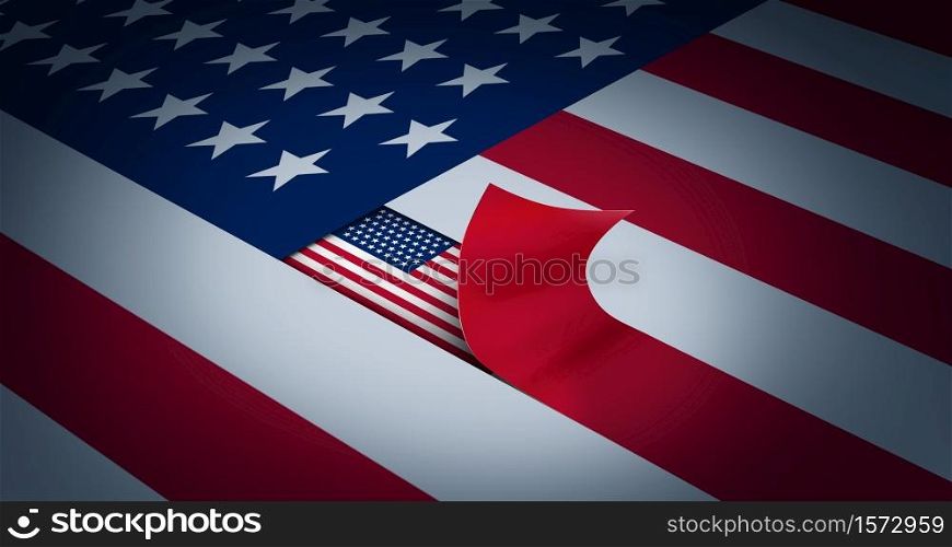 Secret America and deep state politics concept and United States political symbol of an underground government bureaucracy with 3D illustration style.