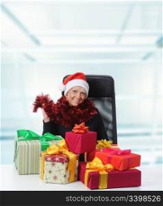 Secretary of Santa Claus in a bright office