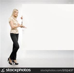 Secretary presenting a white board